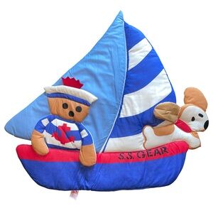 VTG Rare Red Calliope Puffy Soft Fabric Wall Hanging Kids Room 1991 Sailor Dog